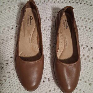 Clarks Brown Leather Flats